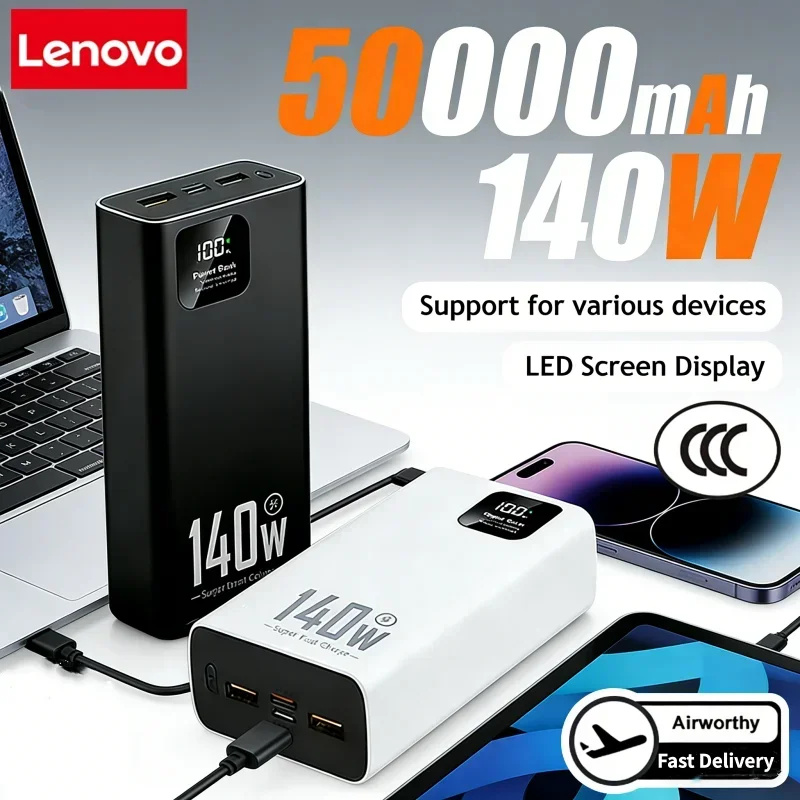 Power Bank Lenovo 140W 500000m - Solar Emergency Charger avaliação e preço