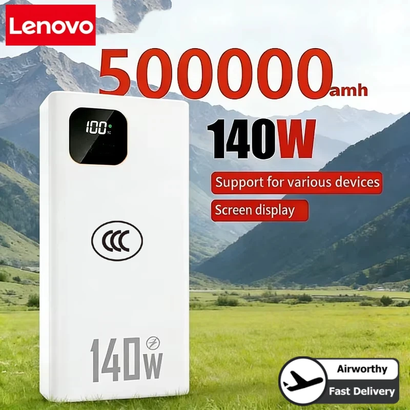 Power Bank Lenovo 140W 500000m - Solar Emergency Charger avaliação e preço
